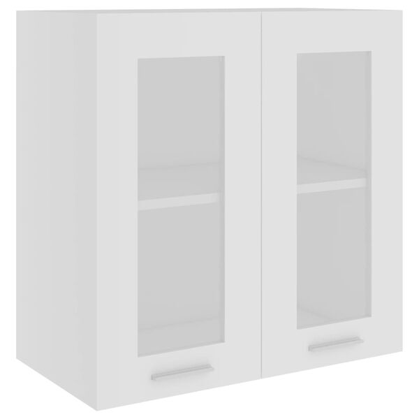 vidaXL Hanging Glass Cabinet White Engineered Wood, Glass Compact