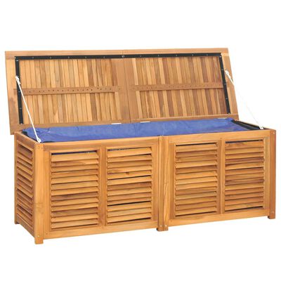 vidaXL Patio Storage Box with Bag 59.1"x19.7"x20.9" Solid Wood Teak