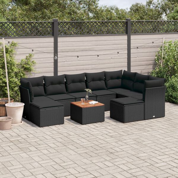 vidaXL Garden Sofa Set Black