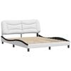 vidaXL Bed Frame without Mattress "Hvar" White and Black 63"x78.7" Faux Leather