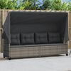 vidaXL Sun Lounger Grey PE rattan, powder-coated steel, fabric cushions