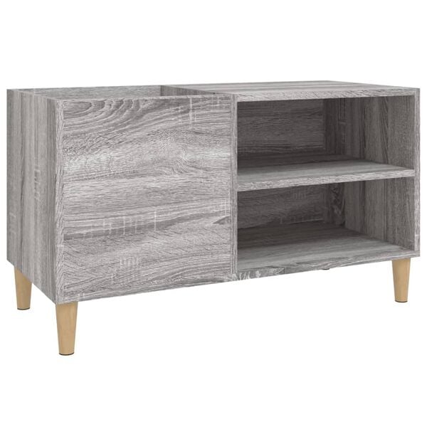 vidaXL Record Cabinet Grey Sonoma Engineered wood, Solid eucalyptus wood