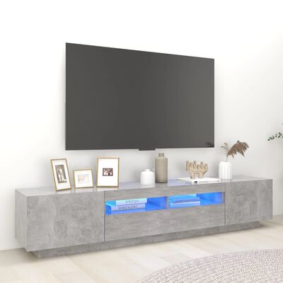 vidaXL TV Stand with LED Lights Concrete Gray 78.7"x13.8"x15.7"