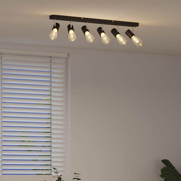 vidaXL Ceiling Spotlight Black 28.74 x 2.56 x 4.53 in Metal