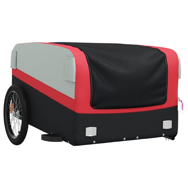 vidaXL Bike Trailer Black and Red 99.2 lb Iron