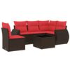 vidaXL 6 Piece Patio Sofa Set with Cushions Brown Poly Rattan