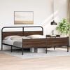 vidaXL Bed Frame Brown Oak Steel, Engineered Wood Full Bed Frame