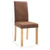 vidaXL Dining Chair Set of 4 Brown Faux Suede, Wood Standard Sturdy