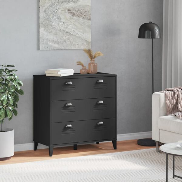 vidaXL Drawer Chest Black Engineered wood, Plastic Drawer Cabinet