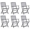 vidaXL Outdoor Chair Set of 6 Gray Solid Acacia wood Standard Foldable
