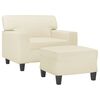 vidaXL Sofa Chair with Footstool Cream 23.6" Faux Leather