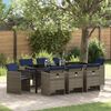 vidaXL Garden Dining Set with Cushion 9 pcs Grey Poly Rattan