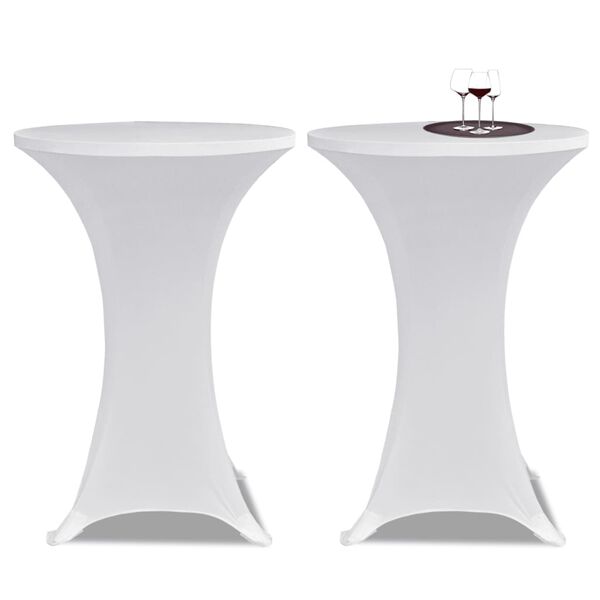 vidaXL Table Cover Set of 2 White Polyester 90%, Elastane 10%