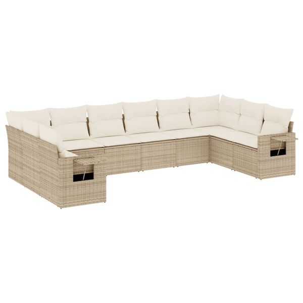 vidaXL Garden Sofa Set Beige PE rattan L x D x H: 135.4 x 79.5 x 27.2 in
