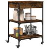 vidaXL Kitchen Trolley Smoked Oak 23.6"x18.9"x35.2" Engineered Wood