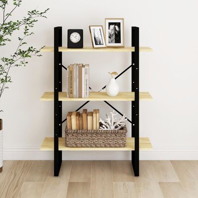 vidaXL 3-Tier Book Cabinet 31.5"x11.8"x41.3" Solid Pine Wood