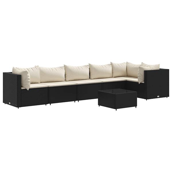 vidaXL Patio Lounge Set Black and Cream White