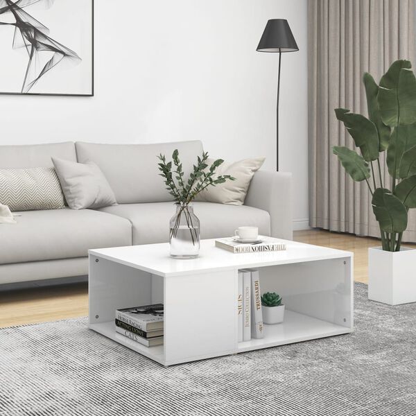 vidaXL Coffee Table High gloss white Engineered wood 35.4 x 26.4 x 13.0 in