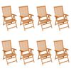 vidaXL Reclining Patio Chairs with Cushions 8 pcs Solid Teak Wood