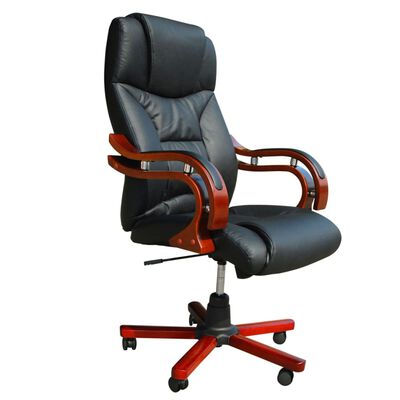 Black Real Leather Office Chair