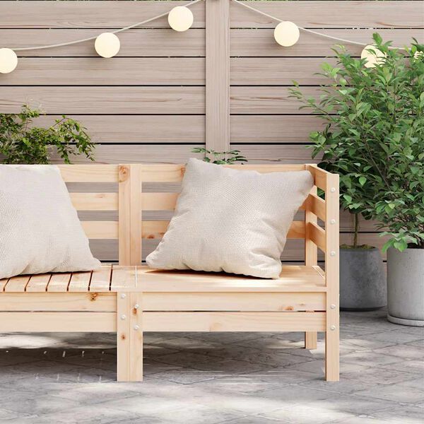 vidaXL Garden Sofa Natural Pine Solid Pine Wood Modular Garden Sofa
