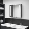 vidaXL Bathroom Cabinet Shining gray MDF with melamine finish and glass