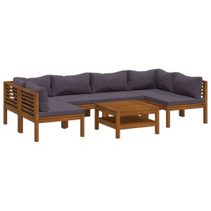 vidaXL Wooden Lounge Set Dark Grey Solid Acacia wood Compact Modular