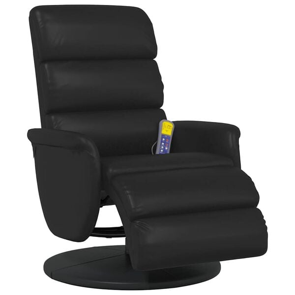 vidaXL Massage Recliner Chair Black Faux Leather, Metal, Plywood Medium