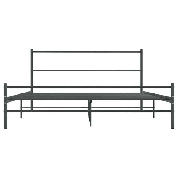 vidaXL Bed Frame Grey Metal 55.1x78.7 in Durable Bed Frame