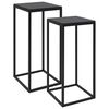 vidaXL Side Table Set of 2 Black Steel, Engineered wood Durable