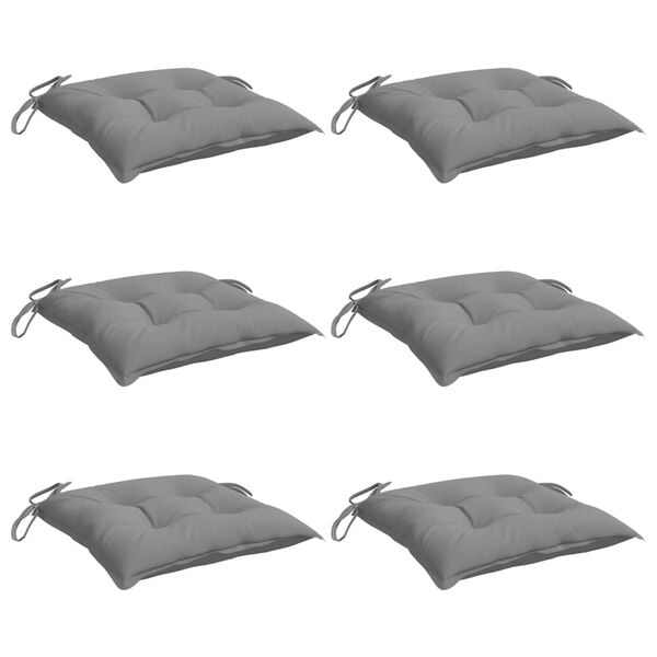 vidaXL Chair Cushion Set of 6 Grey Oxford fabric (100% polyester)