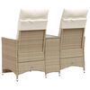 vidaXL Reclining Garden Sofa Beige PE rattan Two-Seater