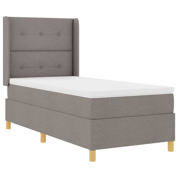 vidaXL Box Spring Bed with Mattress Taupe 39.4" x 78.7" fabric