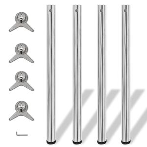 vidaXL Table Leg Set of 4 Chrome Iron Standard Height-Adjustable