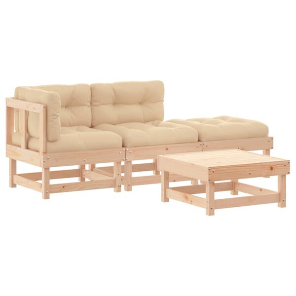 vidaXL Garden Lounge Set Beige Solid pine wood Medium Modular