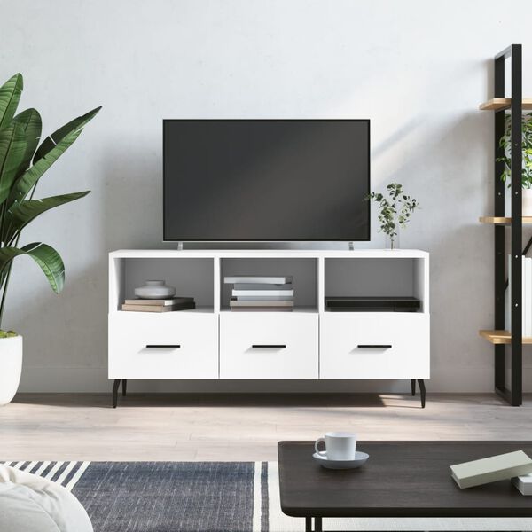 vidaXL TV Cabinet White Engineered Wood Medium TV Cabinet Rectangular