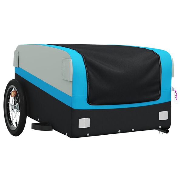 vidaXL Bike Trailer Black and Blue 99.2 lb Iron