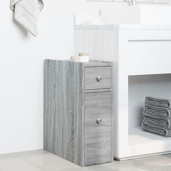 vidaXL Narrow Bathroom Cupboard Grey Sonoma Engineered Wood Slim Modern