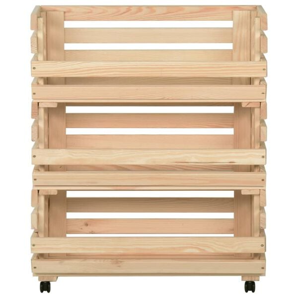vidaXL Vegetable Trolley 30.3"x11.8"x31.5" Solid Wood Pine
