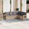 vidaXL Garden Sofa Set Beige PE Rattan, Powder-Coated Steel, Polyester