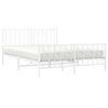 vidaXL Bed Frame White Steel King Size Bed Frame Rectangular