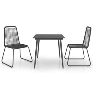 vidaXL Dining Set Black PVC Rattan Compact Lightweight Dining Set