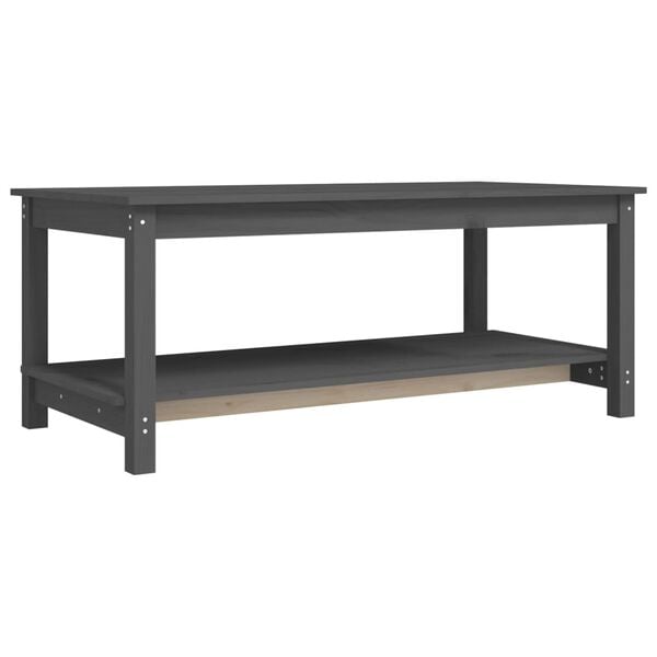 vidaXL Coffee Table Grey Solid pinewood 43.3 x 21.7 x 17.7 in