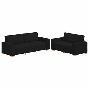 vidaXL Sofa Set Black Fabric (100% polyester), metal, plywood, solid wood