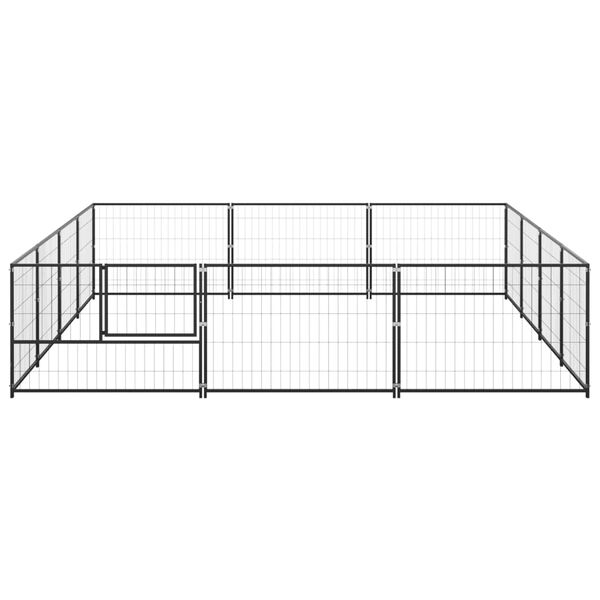 vidaXL Dog Kennel Black Steel Large Durable Dog Kennel Rectangular