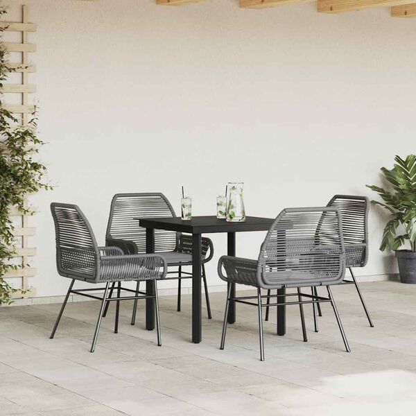 vidaXL Garden Dining Set Grey Poly Rattan 4-seater Removable Covers