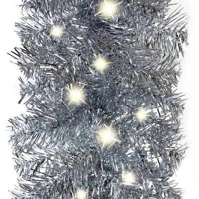 vidaXL Christmas Garland with LED Lights 16 ft Silver
