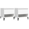 vidaXL Side Table Set of 2 White Engineered wood, Metal Small