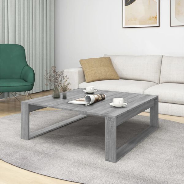 vidaXL Coffee Table Grey Sonoma Engineered Wood Large Decorative Inlays