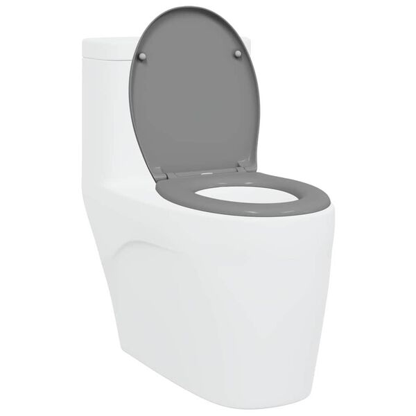 vidaXL Toilet Seat Grey 17.64 x 14.69 x 1.65 in Duroplast